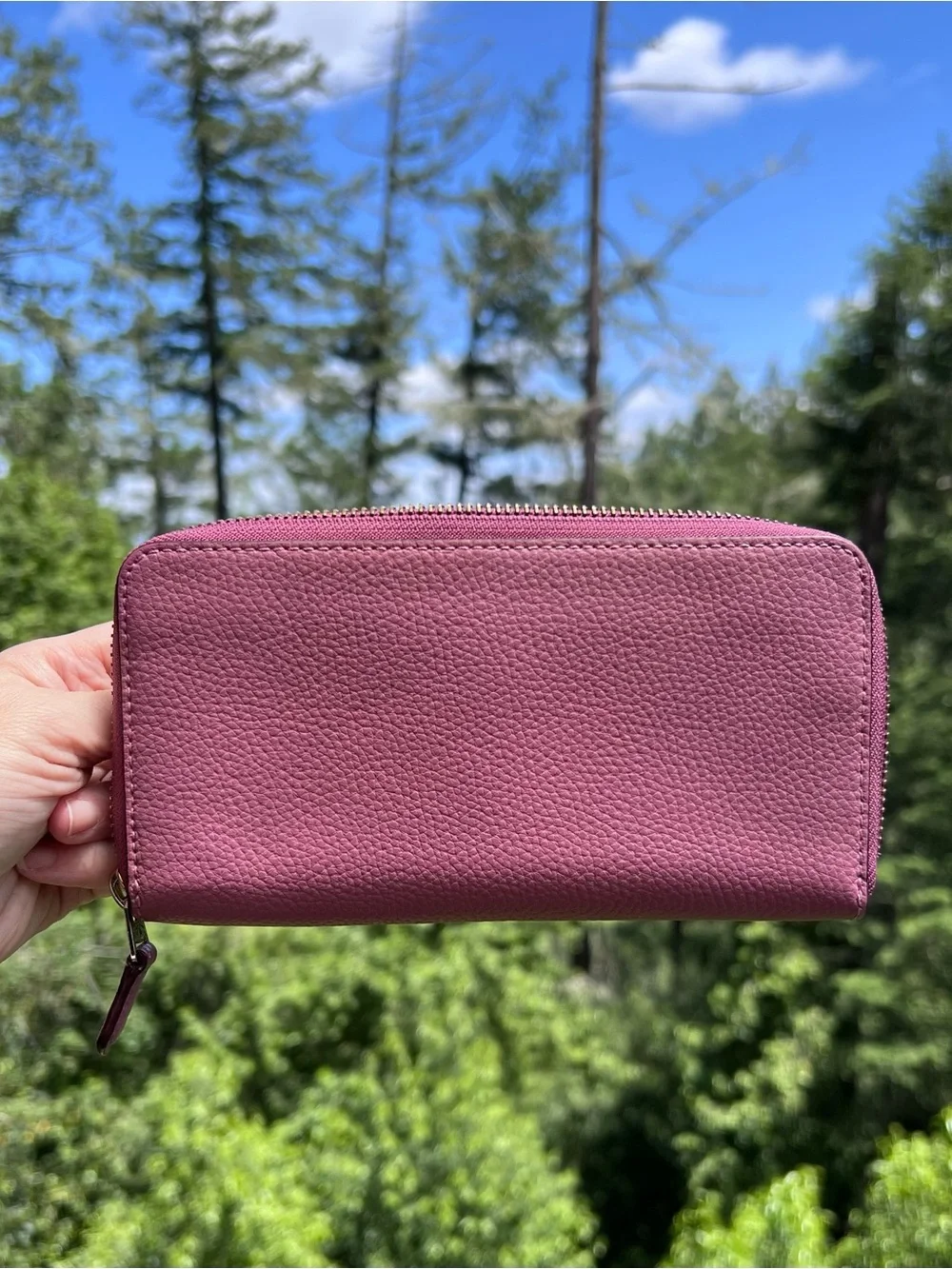 COACH Leather Wallet Purple/Pink Pebble Leather w Gold Hardware Wallet AUTHENTIC